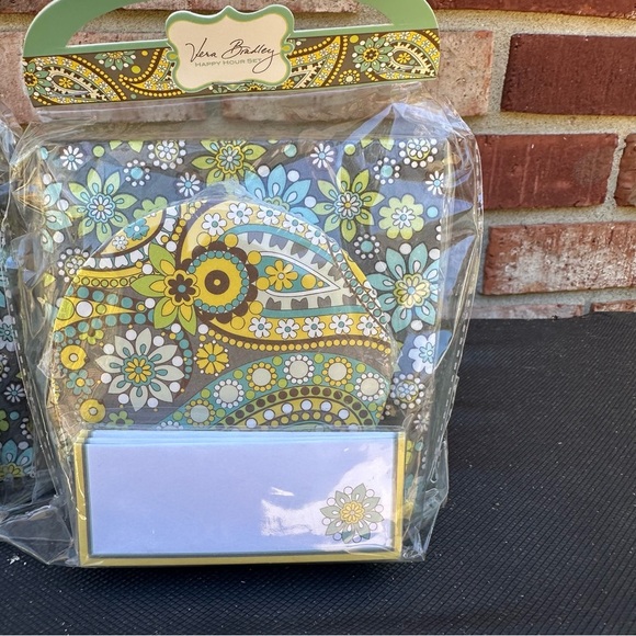 Vera Bradley 2 Happy Hour Sets Lemon Parfait New Napkins Coasters Place-cards - Picture 3 of 6